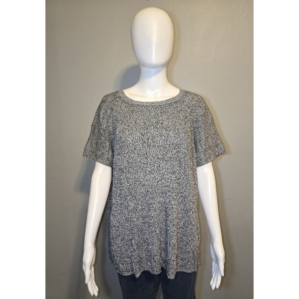 EILEEN FISHER Hemp Nylon Open Back Quiet Luxury Heathered Gray Top Womens Sz XL